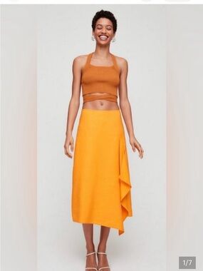 Wilfred Bright Orange Midi Skirt